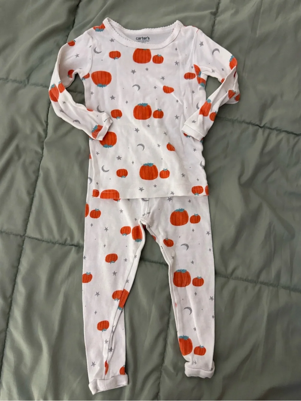 Carter's White Pumpkin and Star Pajama Set
